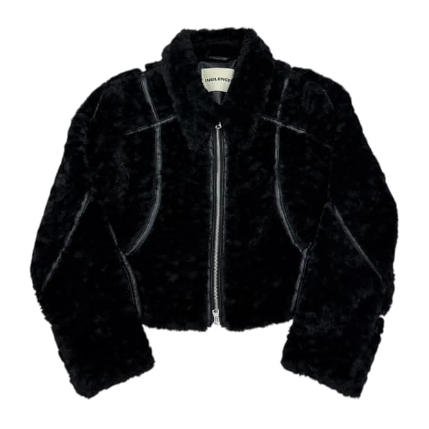 인사일런스 우먼 레더 바인딩 포우 퍼 자켓 점퍼 블랙 M