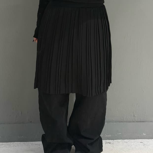 banding point pleats midi skirt