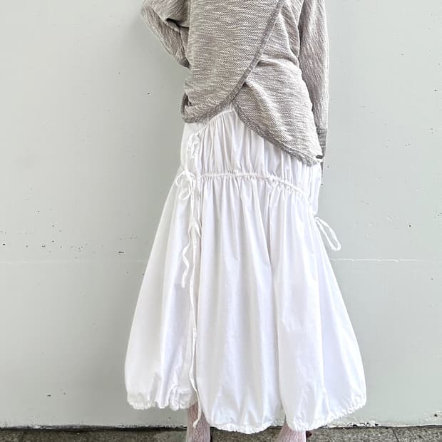 3 point shirring skirt / white