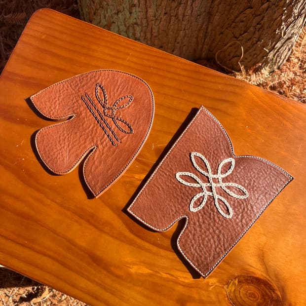 Hand-Embroidered Leather Cup Coaster