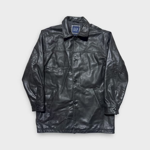 90s 올드갭 카코트 블랙 레더 코트 M 