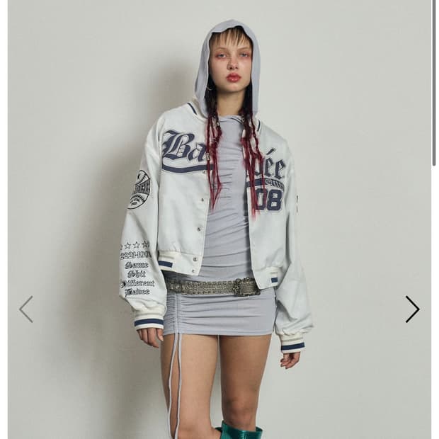 배디 VARSITY BASEBALL JACKET WHITE