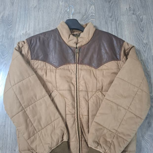 XL RRL 레더 요크 퀄트 오일클로스 재킷 점퍼 패딩