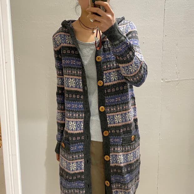 빔스 모리걸 후드 롱 가디건