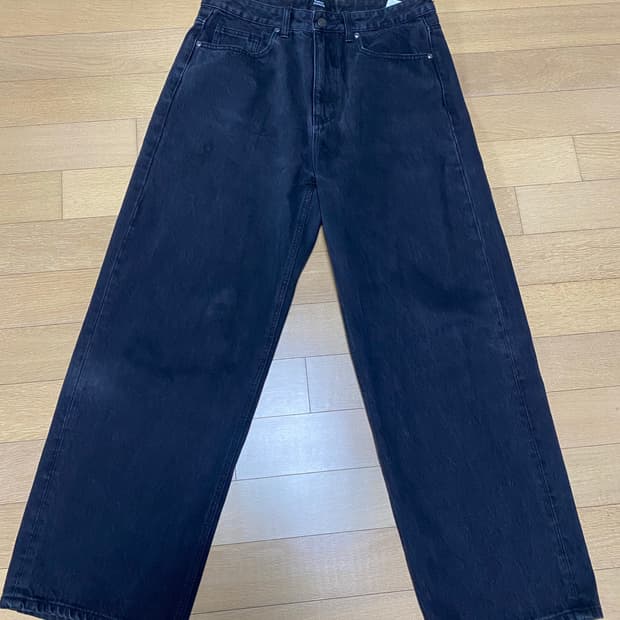 무신사 스탠다드 빅 와이드 데님 팬츠 워시드 블랙 34 무탠다드 청바지