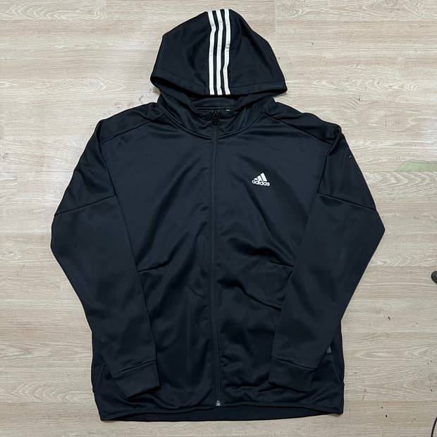 아디다스 빅사이즈 삼선 후드 기모 져지 트랙탑 [블랙] 3XL/115