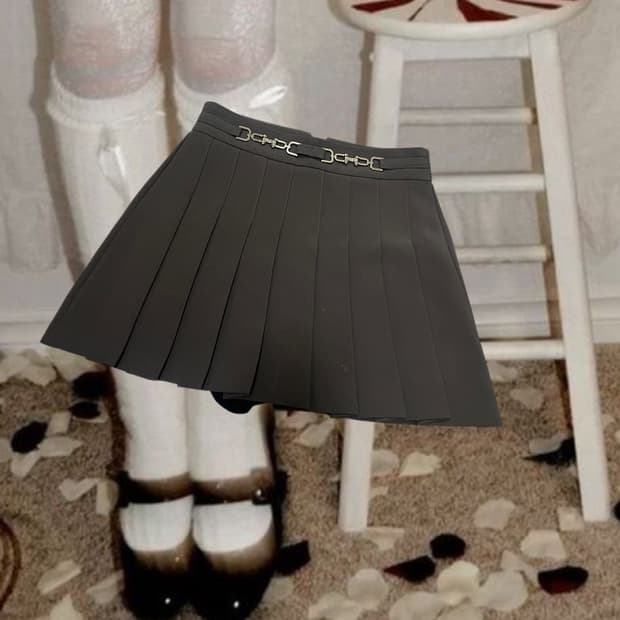 초코브라운 플리츠 스커트