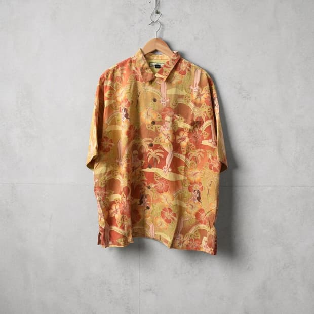 타미바하마 실크 하와이안 셔츠 XL M0368