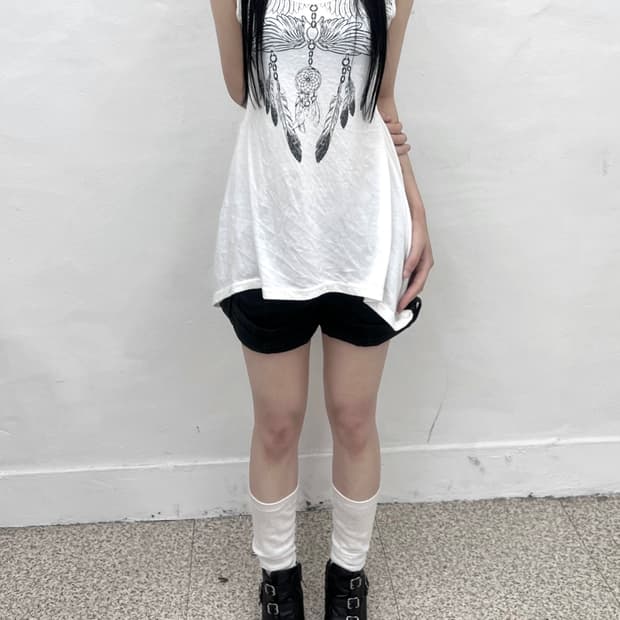 Feather necklace printing sleeveless