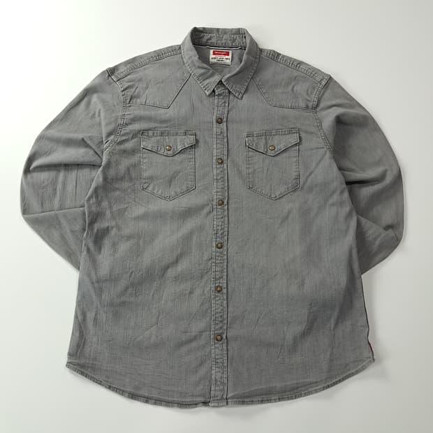 CJ294 XL 랭글러 애쉬그레이 샴브레이 웨스턴 스판 셔츠 남방