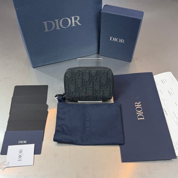 [리오브] 디올 오블리크 자카드 지퍼 코인 카드지갑