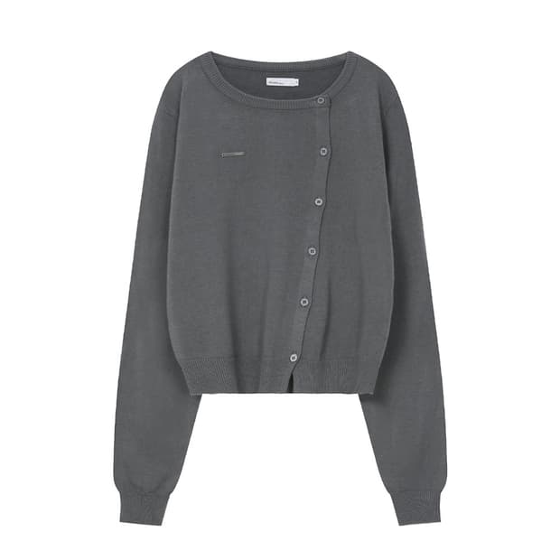 미세키서울 Unbalanced knit cardigan 가디건 차콜