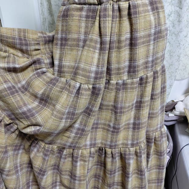 [핸드메이드] 체크 캉캉 롱 스커트