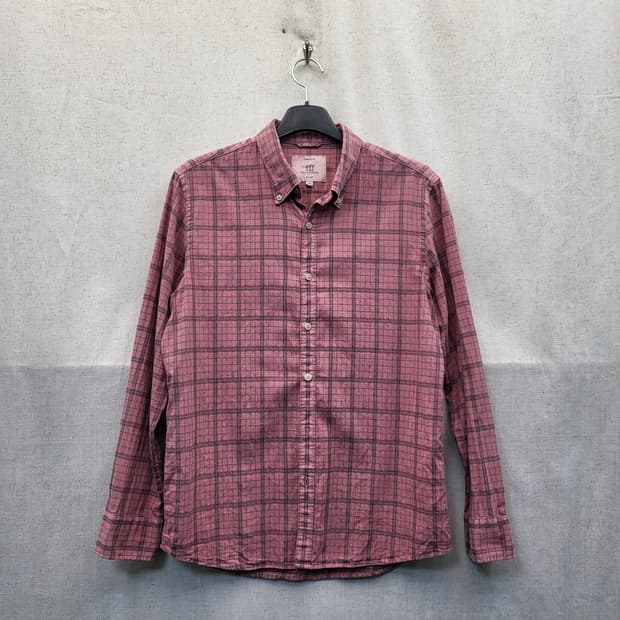 헨리코튼 핑크 체크 셔츠