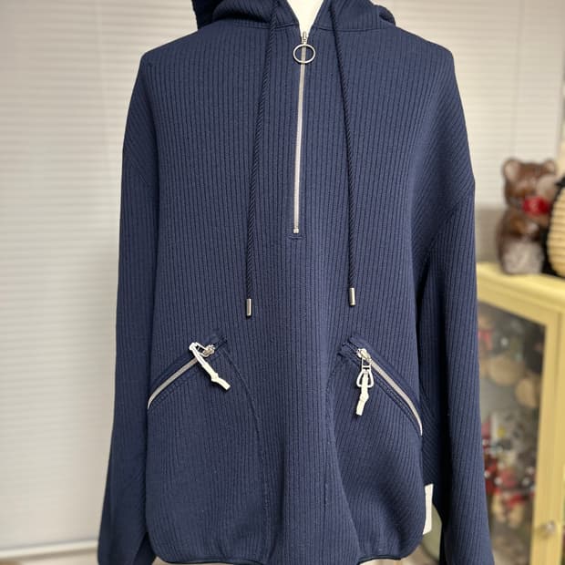 NAME. 네이비 니트 풀오버 후드 자켓 2
