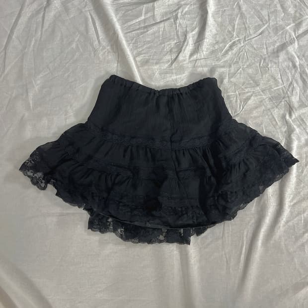 레이스 캉캉 스커트 블랙