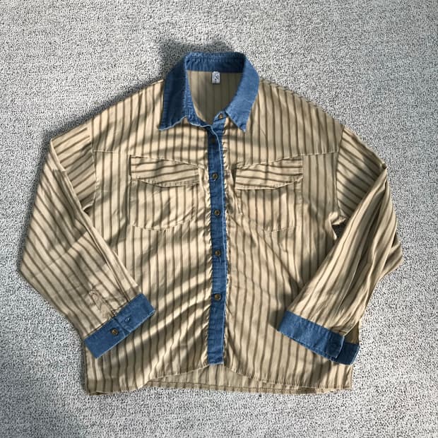 스트라이프 데님 셔츠