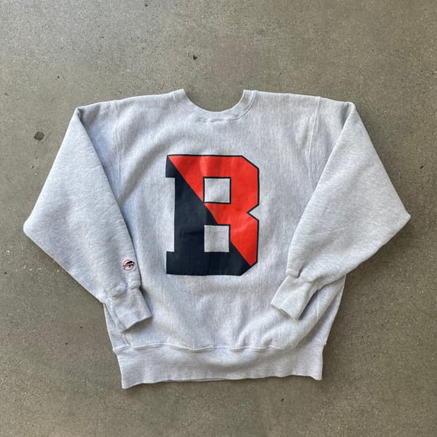 빈티지 리버스위브 스웻셔츠 made in usa 그레이(네이비/오렌지)