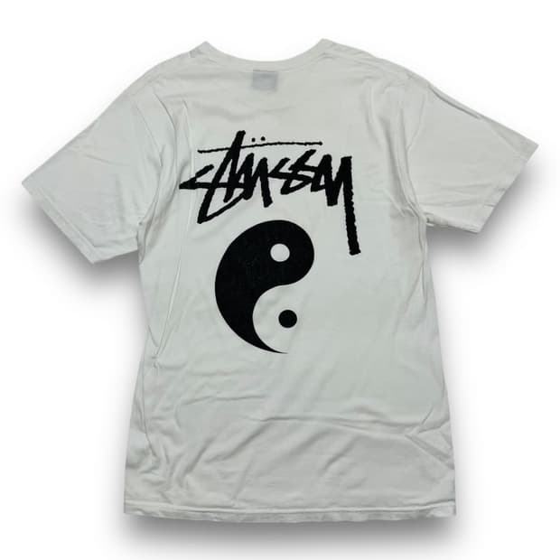 스투시 태극 음양 로고 빈티지 화이트 반팔 티셔츠