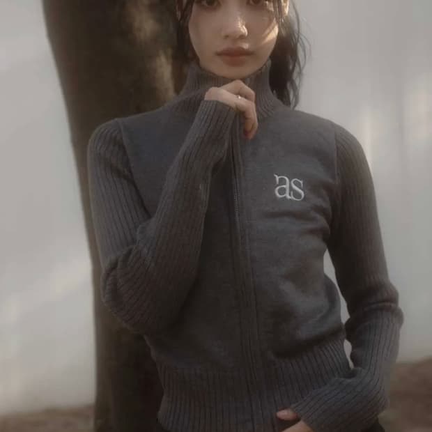 애즈온 마론 니트집업