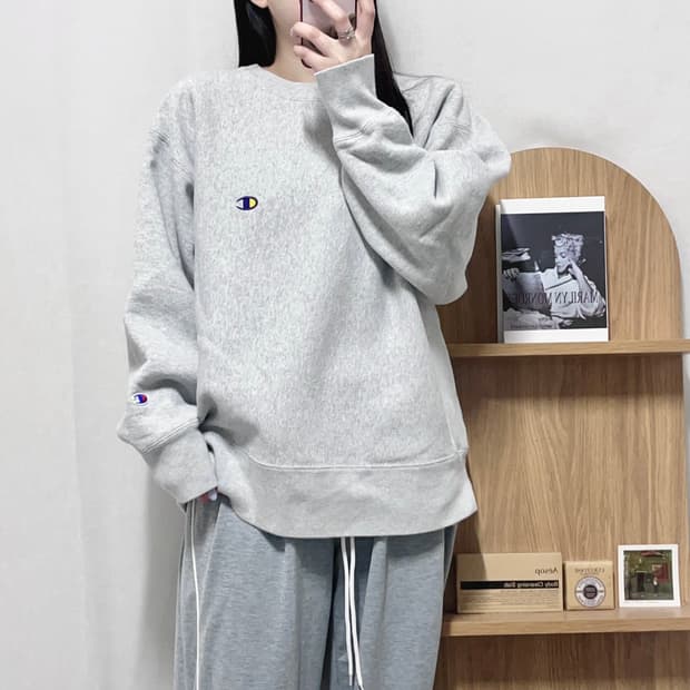 [정품] 챔피온 그레이 투로고 기모 맨투맨 [ XL ]