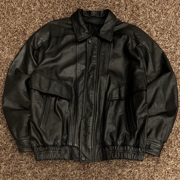 빈티지 소가죽 봄버 레더 가죽 자켓