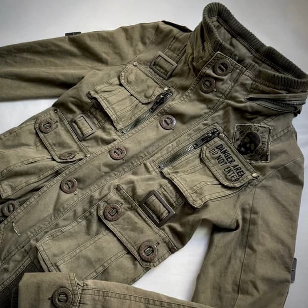 ghost of harlem 하이넥 투웨이 패치 집업 자켓 y2k 펑크