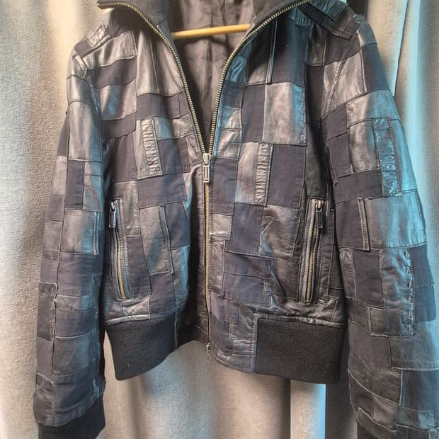 딕 비켄버그 레더 패치 집업 자켓 50