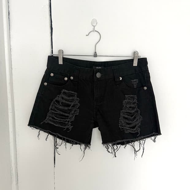 Black Distressed Cutoff Shorts