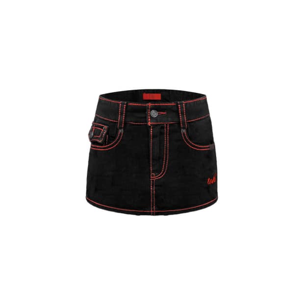 Toh Cherry stitch raw mini skirt
