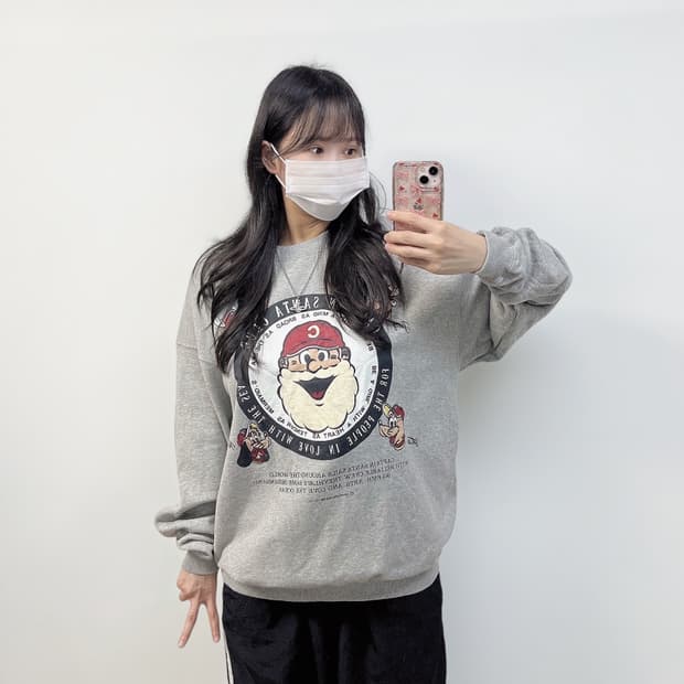 캡틴산타 빅 로고 맨투맨 그레이