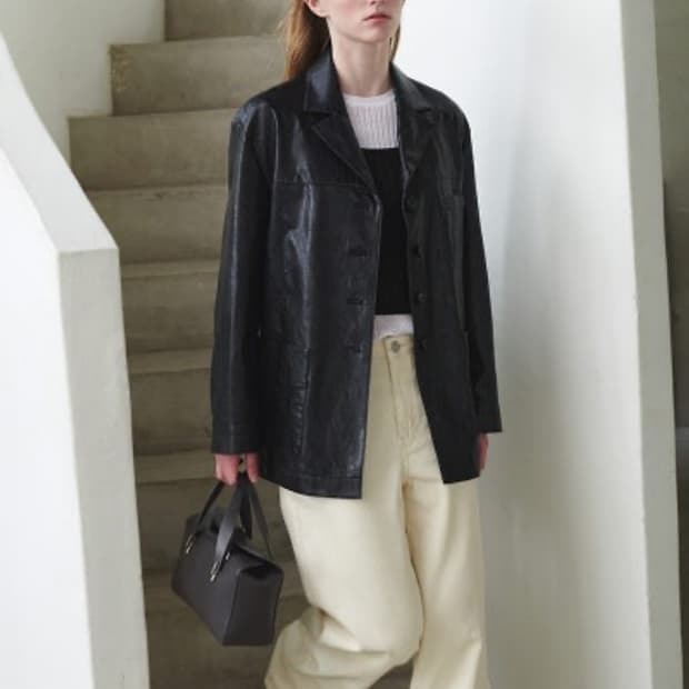루에브르 classic faux leather jacket