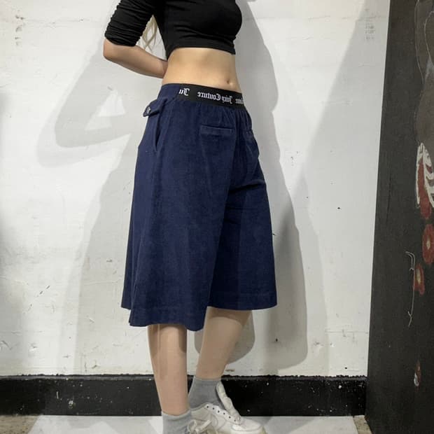 쥬시 꾸뛰르 네이비 벨벳 버뮤다 팬츠 y2k 반바지 