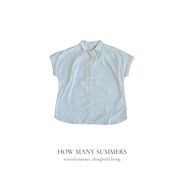 ​[SIMPLE LIFE] 심플라이프 면 100% 잔꽃무늬 반팔 셔츠