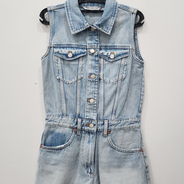 [xs] 자라 ZARA 데님 민소매 점프슈트