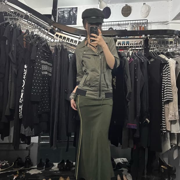 인더아틱 6부 바이커 자켓