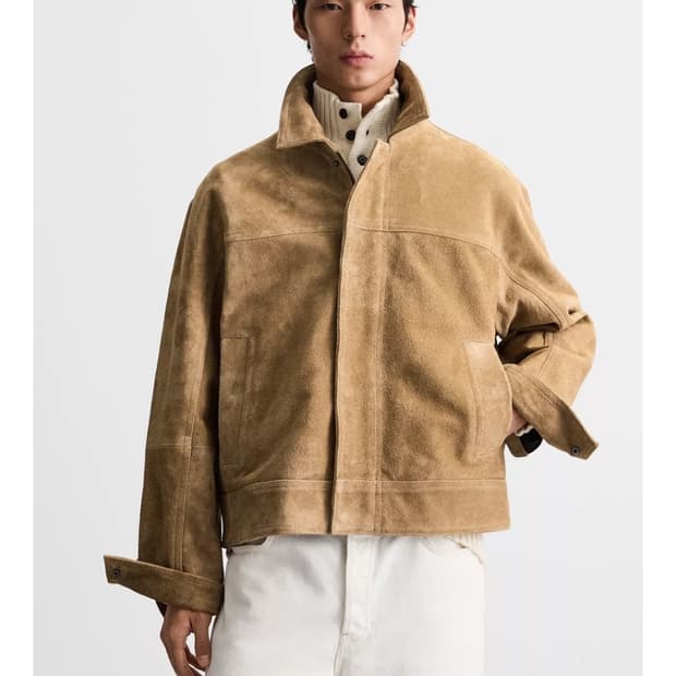 자라 리얼 스웨이드 크롭핏 점퍼 xl
