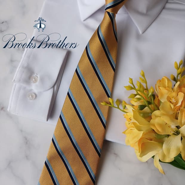 브룩스 브라더스 실크 옐로우 넥타이 9.5cm A+~A A19153

