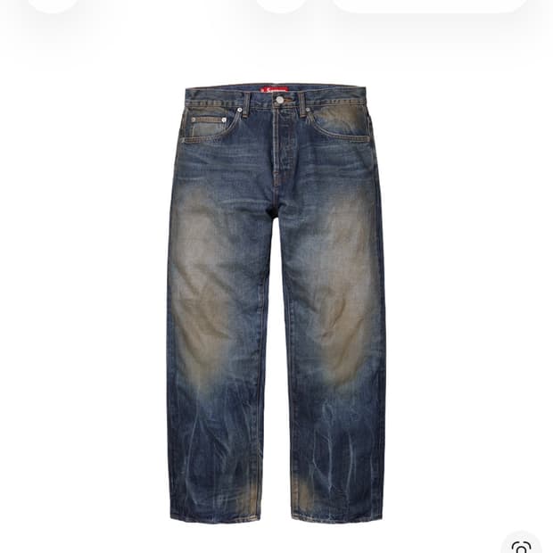 슈프림 디스트레스드 루즈 핏 셀비지 진 워시드 인디고 - 25SS 38