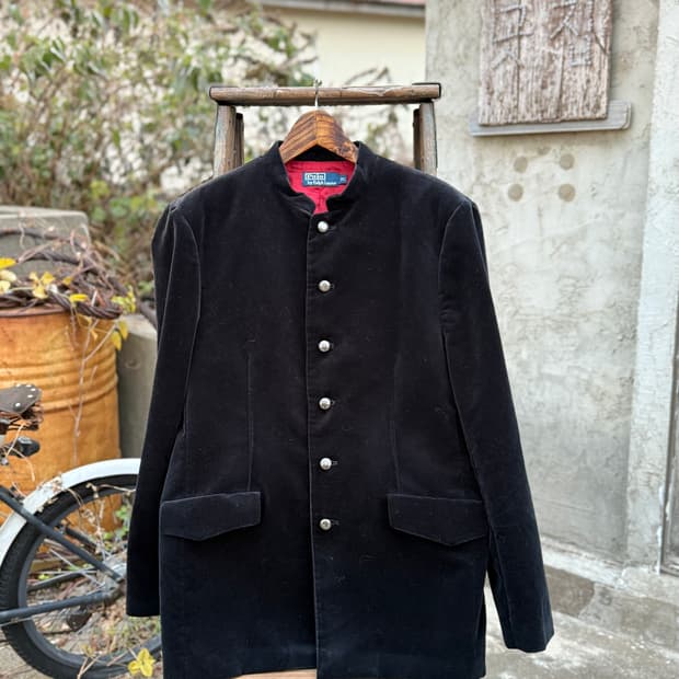 RARE Polo High Neck Collar Velvet Jacket