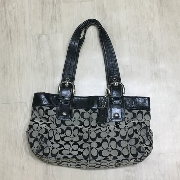 코치 블랙 시그니처 숄더백