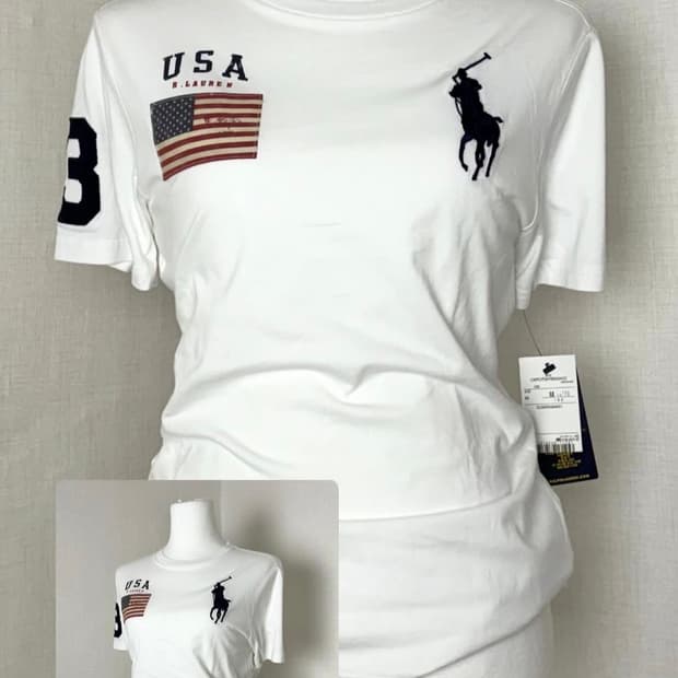 빅포니 폴로 랄프로렌 USA 반팔 티셔츠 화이트