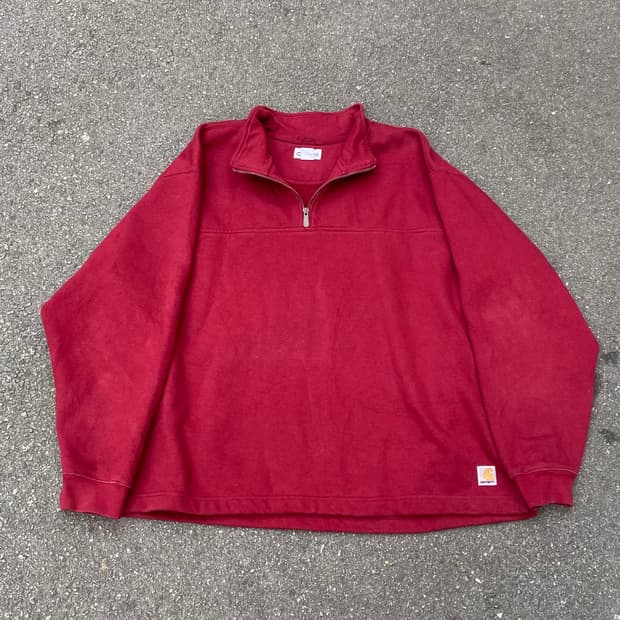 3XL) 칼하트 레드 반집업 스웻셔츠