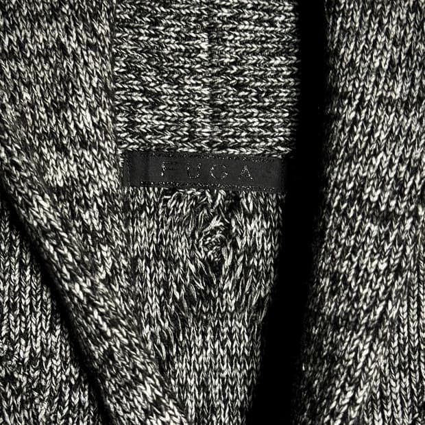 FUGA – Grey Cable Knit Shawl Cardigan