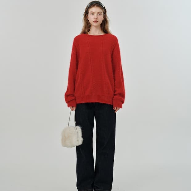 브러쉬드 케이브 니트 brushed cable knit 