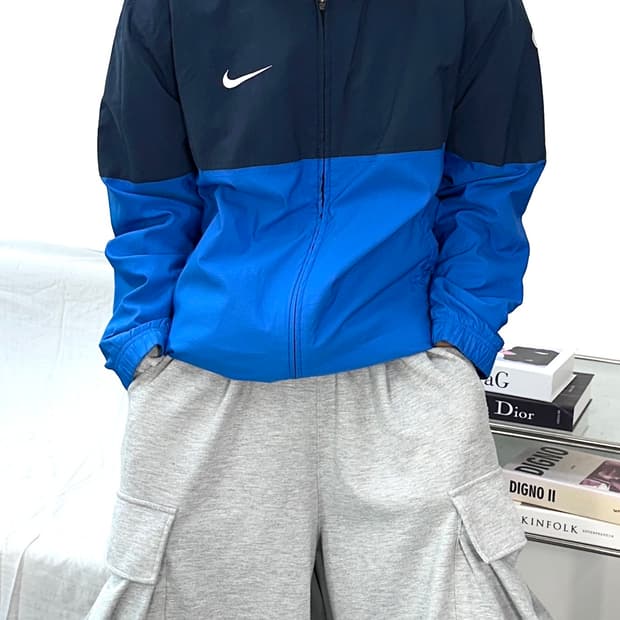 나이키 네이비 블루 배색 바람막이 L