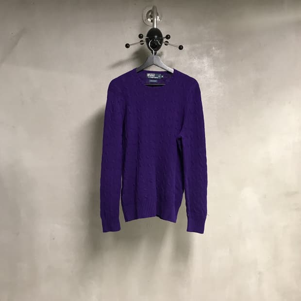 폴로 랄프로렌 케이블 캐시미어 니트 퍼플 M