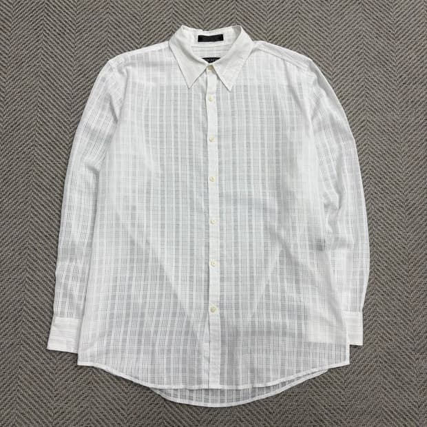 dkny 화이트 시스루 체크셔츠  v1746