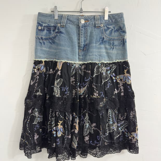 hippie denim skirt