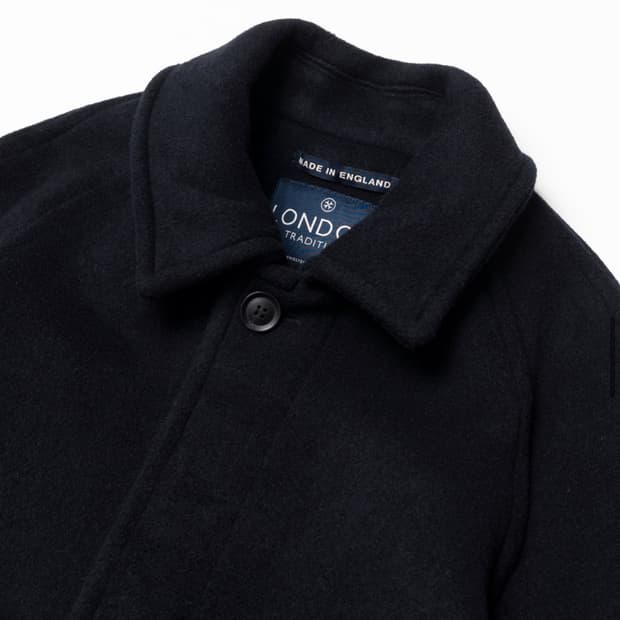 [42] 런던 트레디션 인버티드 플리츠 울 코트 네이비 BW 28